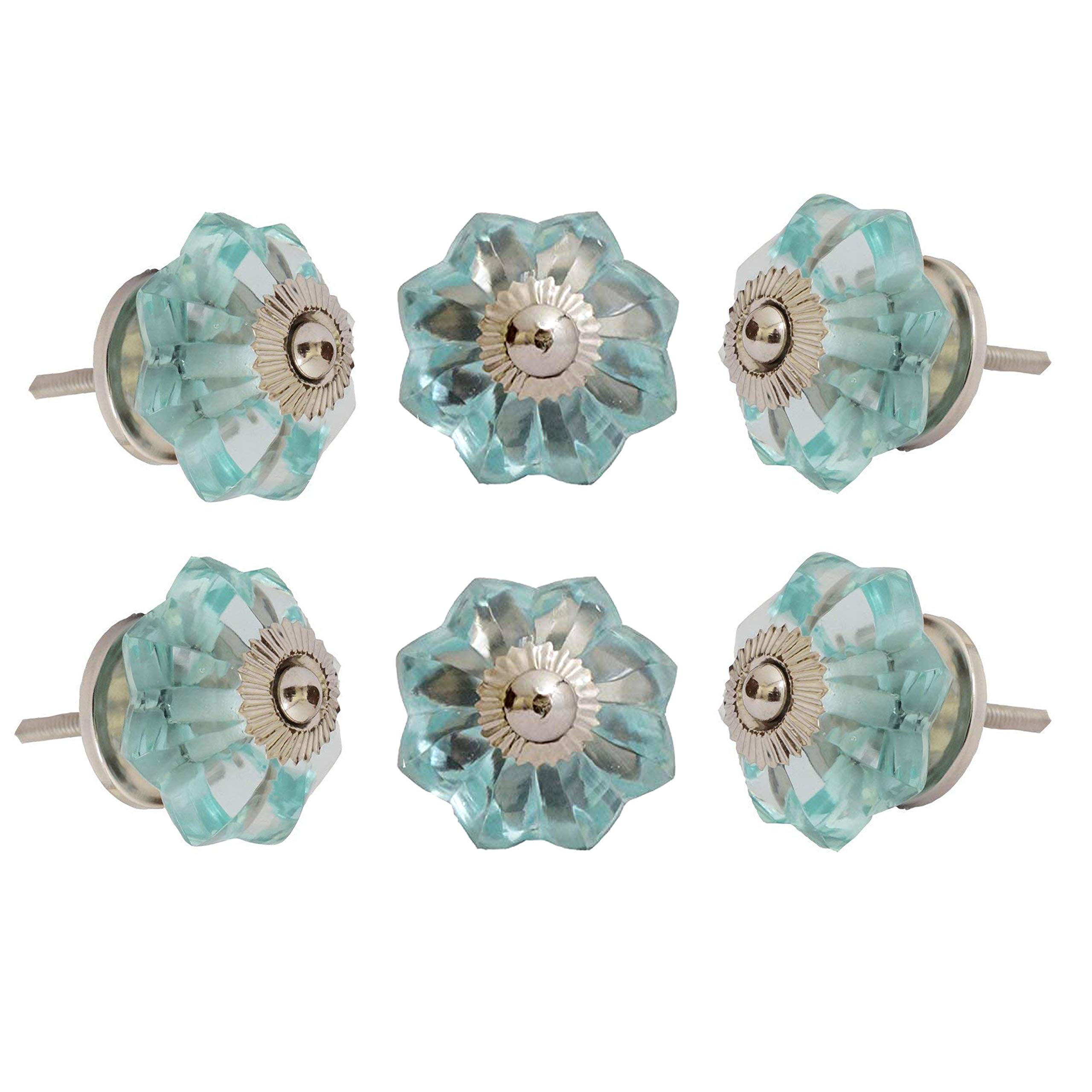 Piutouyar Green Ceramic Cabinet Knobs – 10-Pack Retro Dresser Drawer Knobs With Floral Carved Design, 34mm Diameter